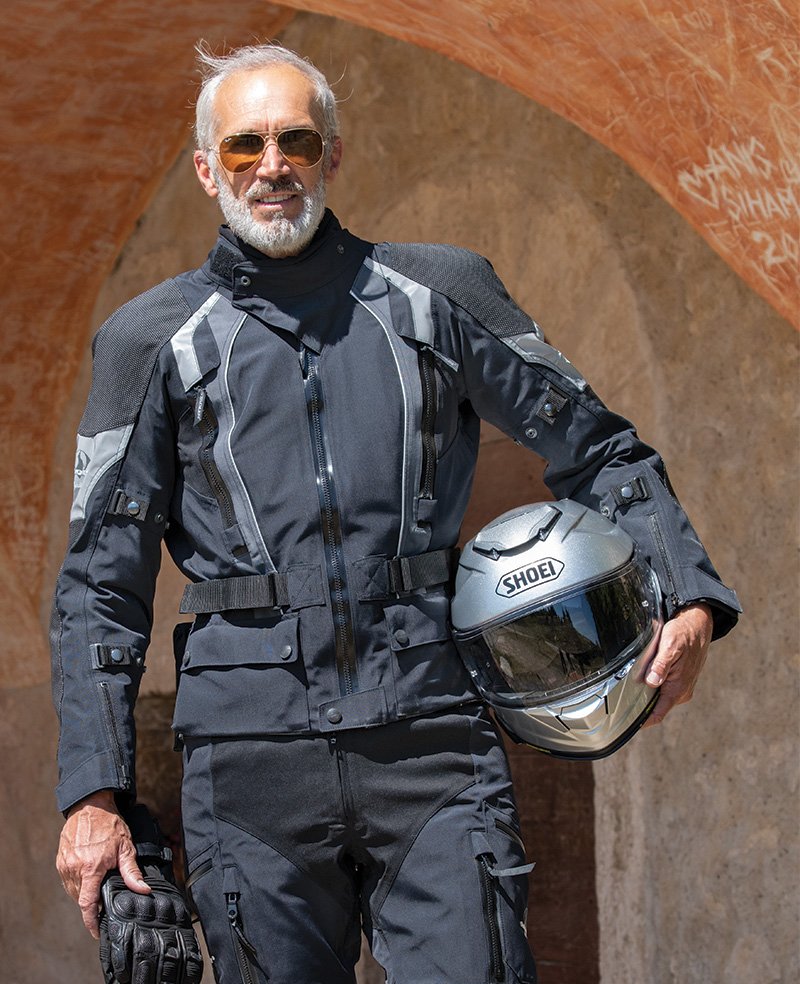 Guy wearing Stadler textile motorcycle jacket
